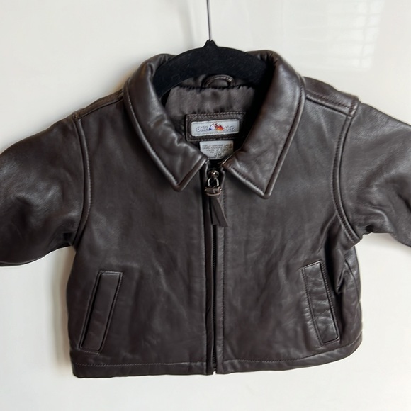 🤎Like new One Kid Unisex Genuine Lamb Leather infant jacket Brown 12 months - Picture 4 of 15